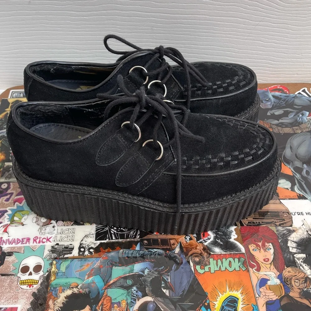 Demonia Black Platform Creeper Shoes with POCKET